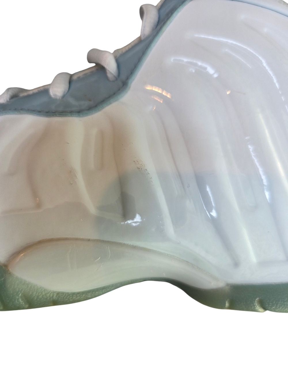 Nike Foamposite Light Blue and White High-Top Sneakers - Picture 5 of 13